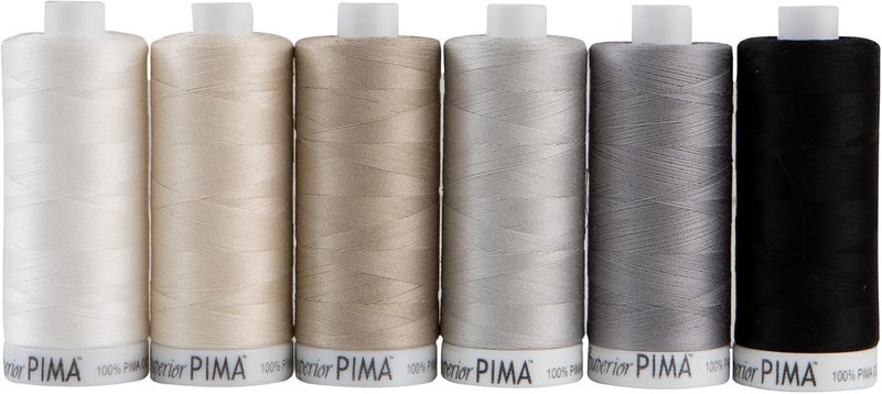 Superior Threads PIMA 50 wt Cotton Sewing Thread Set 1200 Yard Spool 6-Pack (Neutrals) - Image 1
