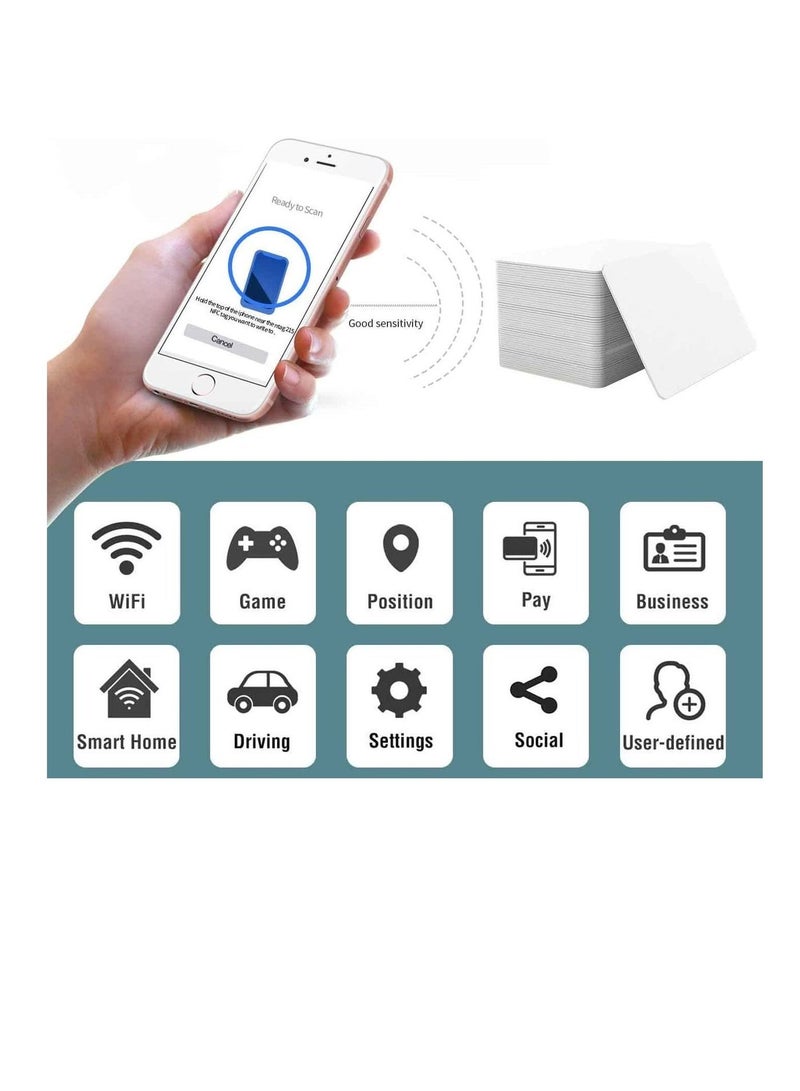 MLADEN 5/10/20/50/100 قطعة من بطاقات NFC NTAG215، بطاقات NFC قابلة لإعادة الكتابة بذاكرة 504 بايت، بطاقات ألعاب ذكية بتردد 13.56 ميجاهرتز، بطاقات أعمال NFC متوافقة مع الهواتف والأجهزة التي تدعم تقنية NFC - شريحة NFC دائرية بقطر 25 مم، قراءة/كتابة RFID، قابلة للبرمجة - Image 5