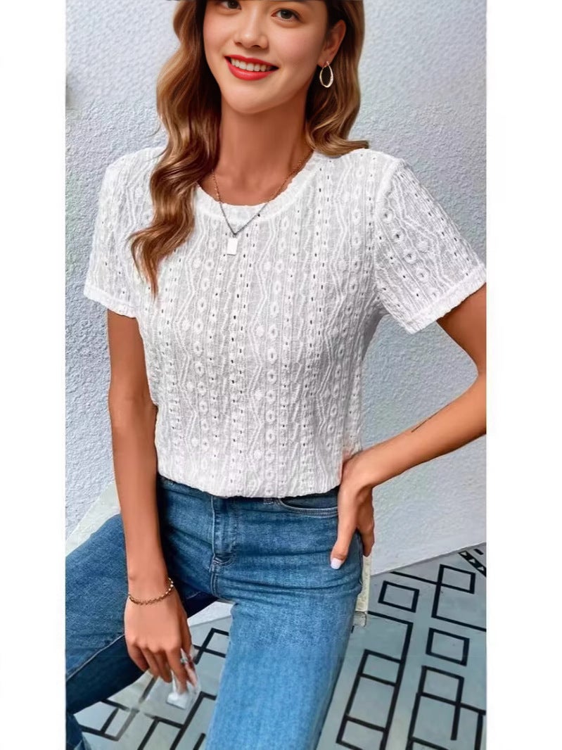 2025 Wish Independent Station Pure Color Long-Sleeved Cut Out Casual Elegant Shirt - Image 1
