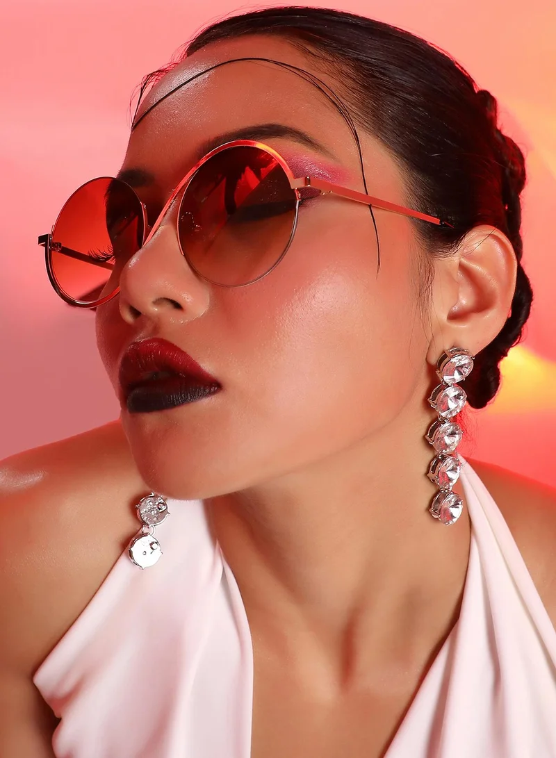Haute Sauce Haute Sauce Women's Swirl Round Sunglasses For Casual Wear | One-Size | Gold Alloy Frame | Brown Polarized Lens | Half Rim | Eyewear For Woman & Girls