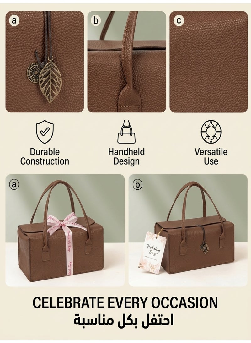 JOUDIYA Large Faux Leather Gift Box with Lid & Handle, Rigid Cardboard Storage Box 30×19×16cm, Luxury Gift Packaging for Birthday Wedding Mother’s Day Anniversary Gift Hamper - Image 4