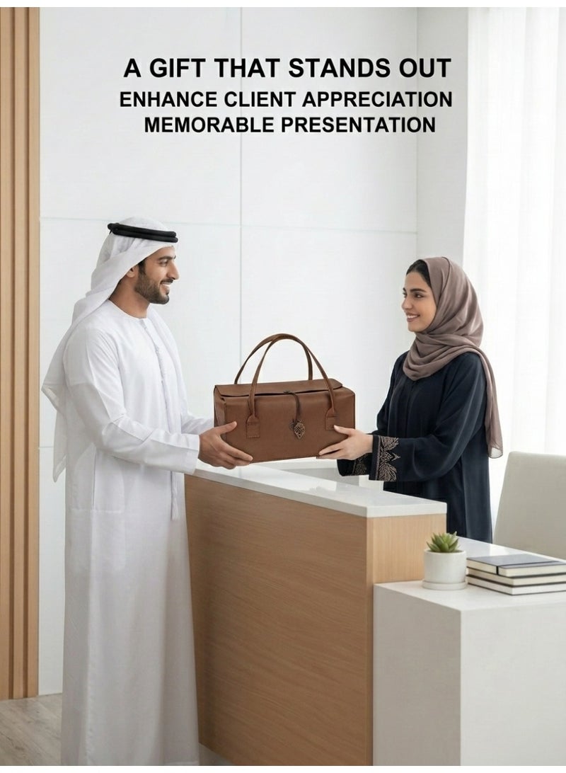 JOUDIYA Large Faux Leather Gift Box with Lid & Handle, Rigid Cardboard Storage Box 30×19×16cm, Luxury Gift Packaging for Birthday Wedding Mother’s Day Anniversary Gift Hamper - Image 3