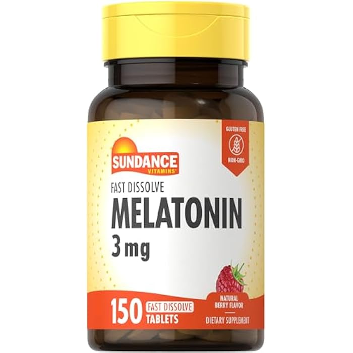 Sundance Melatonin Fast Dissolve | 3mg | 150 Fast Dissolve Tablets | Natural Berry Flavor | Vegetarian, Non-GMO, and Gluten Free Supplement - Image 1