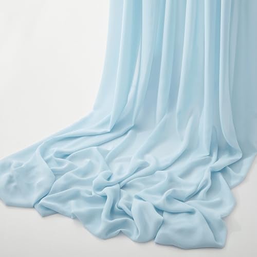 MaiMaiSuan 60" Wide Light Blue Chiffon Fabric by The Yard Soft Sheer Fabric for Wedding Arch Draping Fabric,Bridal Wedding Dress Sewing DIY,5 Yards - Image 3