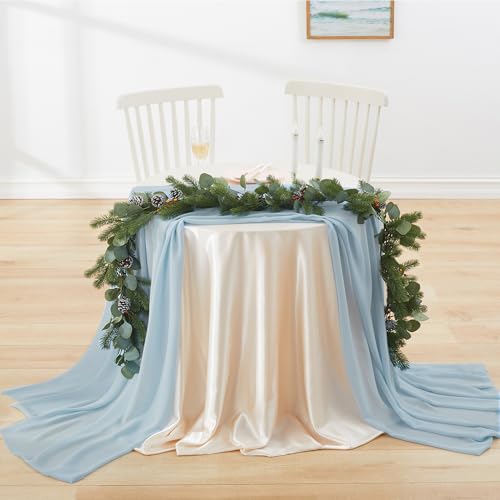 MaiMaiSuan 60" Wide Light Blue Chiffon Fabric by The Yard Soft Sheer Fabric for Wedding Arch Draping Fabric,Bridal Wedding Dress Sewing DIY,5 Yards - Image 5