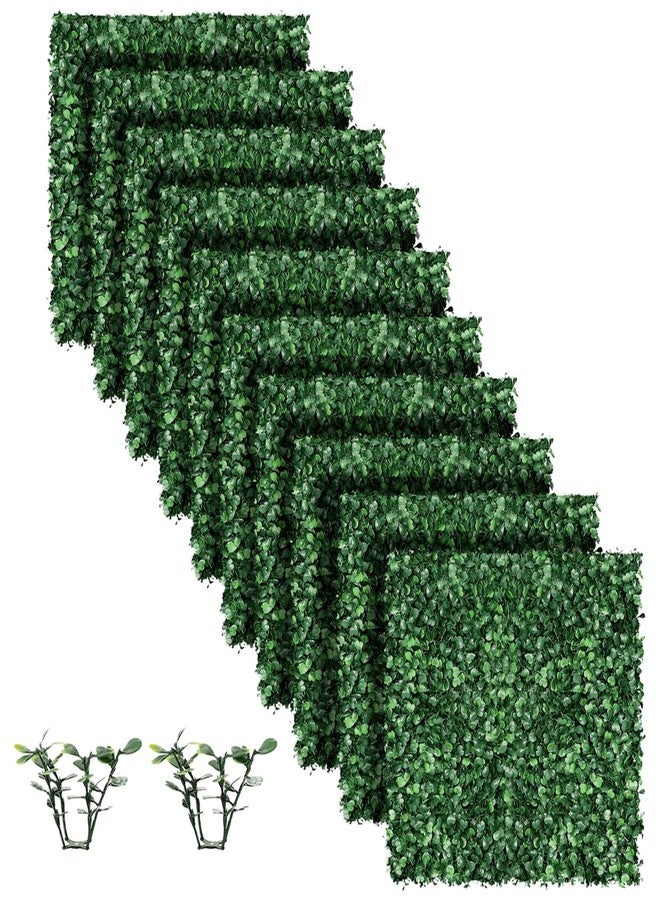 MOOACE Artificial Grass Wall Panel, 10"x 10" 10P Greenery Boxwood Panels for Indoor Outdoor, 4 Layer UV-Anti Green Wall Decor Backdrop Covering Privacy Fence Panel Screen - Image 1