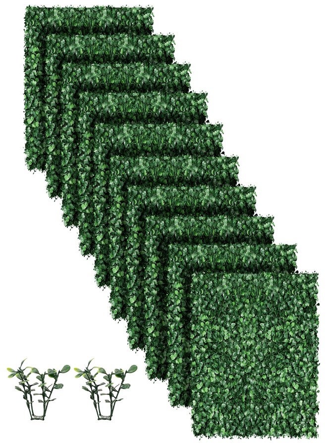 MOOACE Artificial Grass Wall Panel, 10"x 10" 10P Greenery Boxwood Panels for Indoor Outdoor, 4 Layer UV-Anti Green Wall Decor Backdrop Covering Privacy Fence Panel Screen - Image 2