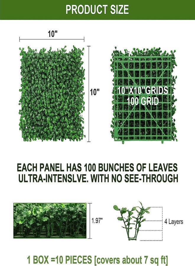 MOOACE Artificial Grass Wall Panel, 10"x 10" 10P Greenery Boxwood Panels for Indoor Outdoor, 4 Layer UV-Anti Green Wall Decor Backdrop Covering Privacy Fence Panel Screen - Image 3