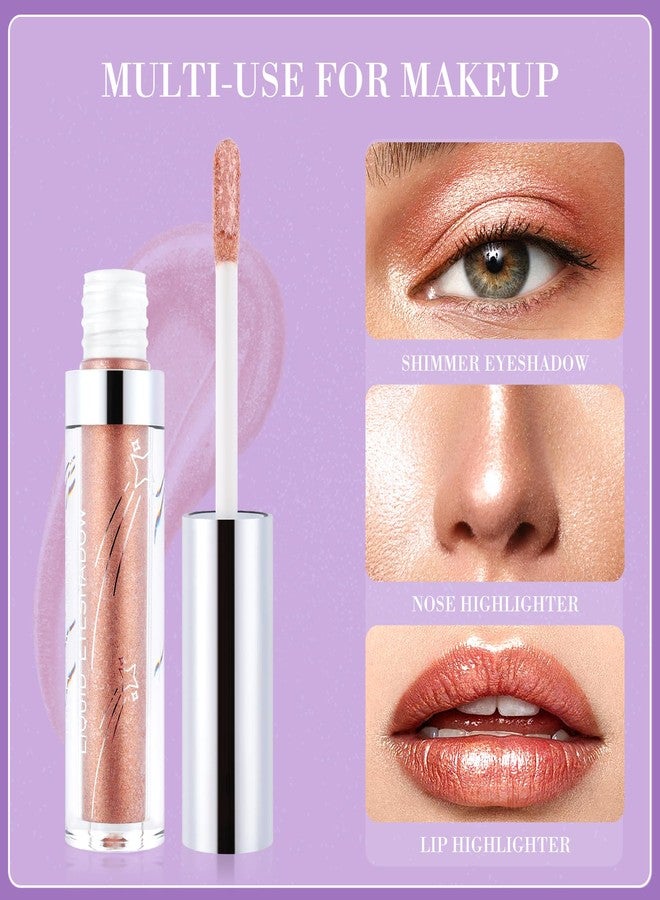 Hotiary Glitter Liquid Eyeshadow, Metallic Glitter Shimmer Sparkling Eye Shadow, Long Lasting Waterproof High Pigments Sparkle Eye Makeup Kit, Metals Gloss Eyeliner Pen(Gold Cream) - Image 5