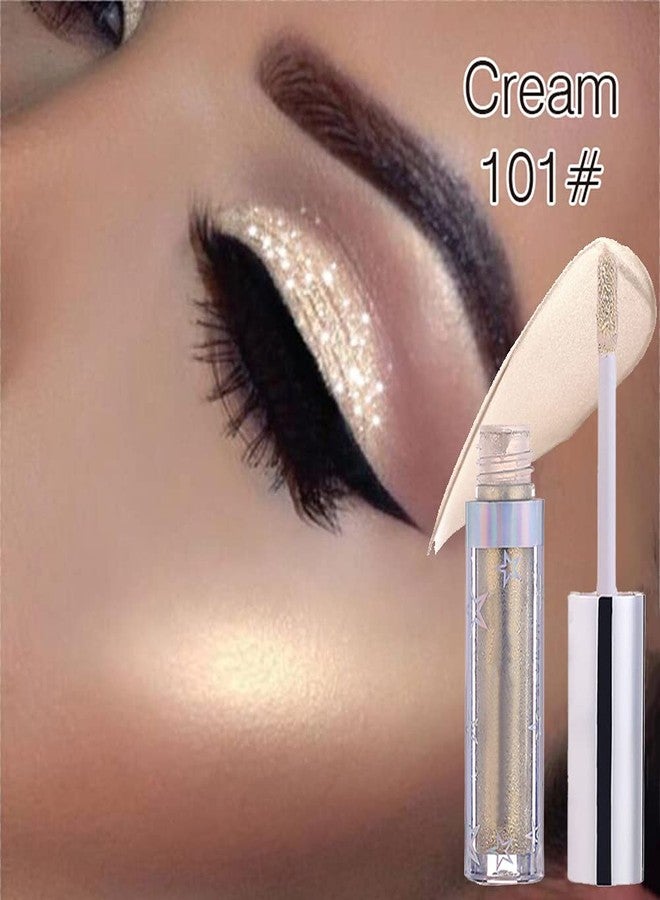 Hotiary Glitter Liquid Eyeshadow, Metallic Glitter Shimmer Sparkling Eye Shadow, Long Lasting Waterproof High Pigments Sparkle Eye Makeup Kit, Metals Gloss Eyeliner Pen(Gold Cream) - Image 2