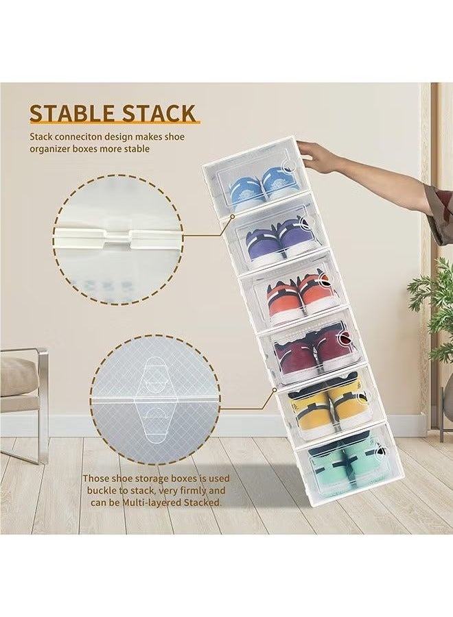BLOOMING TIME 12Pcs Shoe Box, Transparent Shoe Box, Clamshell Storage Box, Foldable Dustproof and Breathable Plastic Shoe Box, Simple Shoe Box, White - Image 3