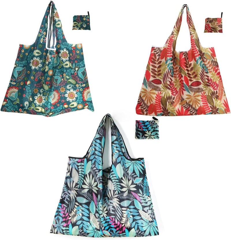 KOOPAO Reusable Grocery Shopping Bags, Foldable and Ripstop Shopping Bags, X-Large Groceries Bags Machine Washable Tote Bag - Image 1