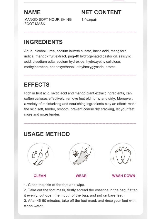 RtopR Mango Soft Nourishing Foot Mask, Provides a Treatment To Remove Dead, Dark Yellow Complexion, Dry, and Calloused Skin, Effectively Improve Rough and Crack Foot Skin, Safe To Use On Everyone 1 Pair - Image 5