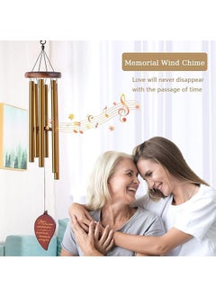 YEPZY ENTERPRISE YEPZY Large Aluminium Wind Chimes27 Inch 6 Rustproof Aluminum Tubes Wooden Wind Bell Sympathy Romantic Wind Chimes for Outside Best Gift for Outdoor Garden Patio Decoration Golden  - Image 2