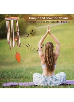 YEPZY ENTERPRISE YEPZY Large Aluminium Wind Chimes27 Inch 6 Rustproof Aluminum Tubes Wooden Wind Bell Sympathy Romantic Wind Chimes for Outside Best Gift for Outdoor Garden Patio Decoration Golden  - Image 4