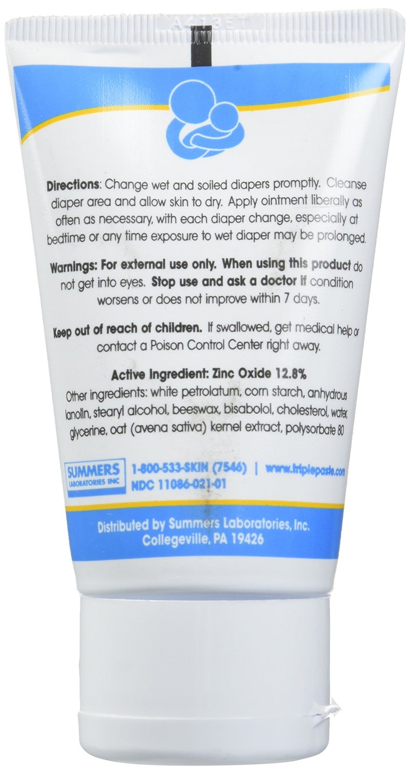 Triple Paste Diaper Rash Cream, Hypoallergenic Medicated Ointment for Babies, 2 oz (Pack of 3) - Image 2