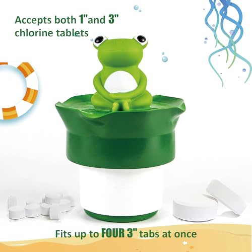 MKLZ Chlorine Floater, Frog Design, Floating Chlorine Dispenser, 1-3 Inch Tablets, Green - Image 3