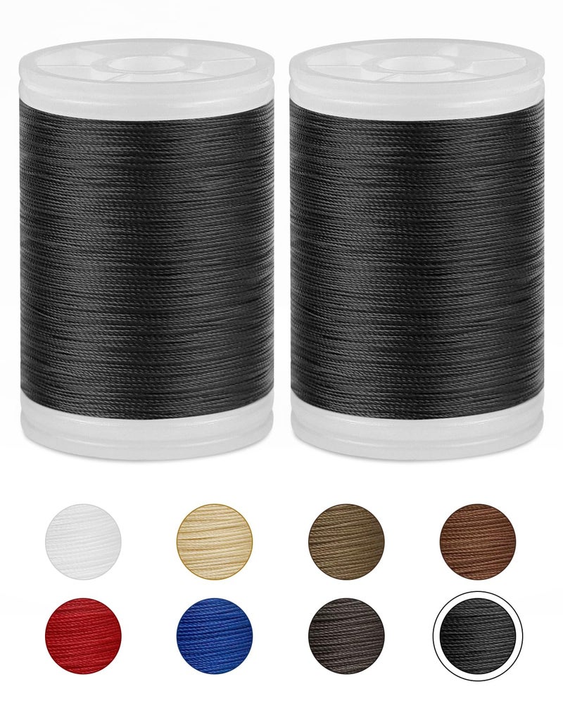 FIVEIZERO 330 Yards FIVEIZERO Extra Strong Upholstery Thread,Black Bonded Nylon Thread for Denim Leather,Craft,Machine,DIY and Home (2 Pack) CJ - Image 1