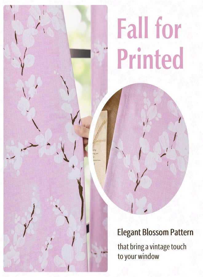 FMFUNCTEX 100% Blackout Floral Curtains for Bedroom, Pink Curtains 63 inch Length Blossom Flower Patterned for Living Room, Thermal Insulated Nursery Drapes, Grommet Top 2 Panels (White on Pink) - Image 4