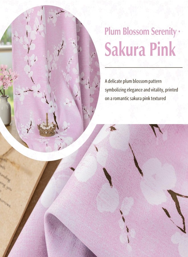 FMFUNCTEX 100% Blackout Floral Curtains for Bedroom, Pink Curtains 63 inch Length Blossom Flower Patterned for Living Room, Thermal Insulated Nursery Drapes, Grommet Top 2 Panels (White on Pink) - Image 5