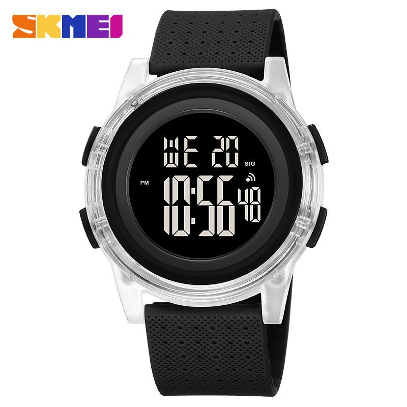 Waterproof Student Wristwatch White and Black Belt-black machine