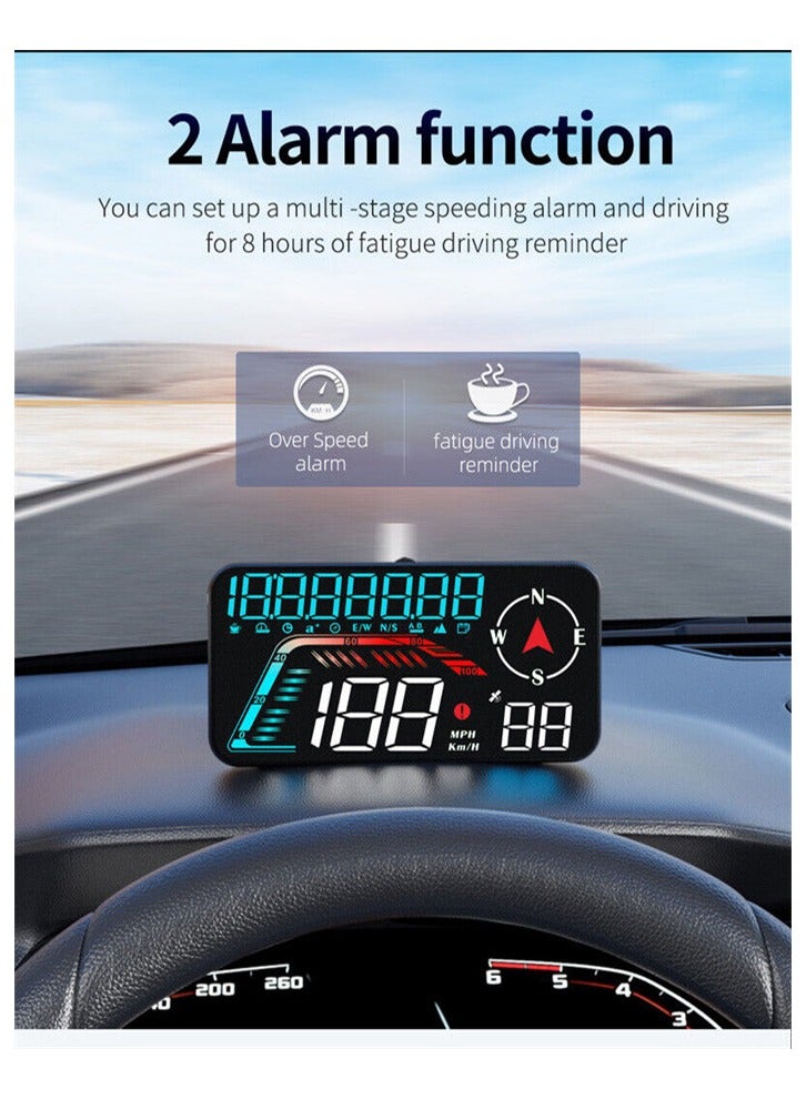 5.5in Digital GPS Car Head Up Display HUD Speedometer Overspeed Alarm with Holder - Image 2