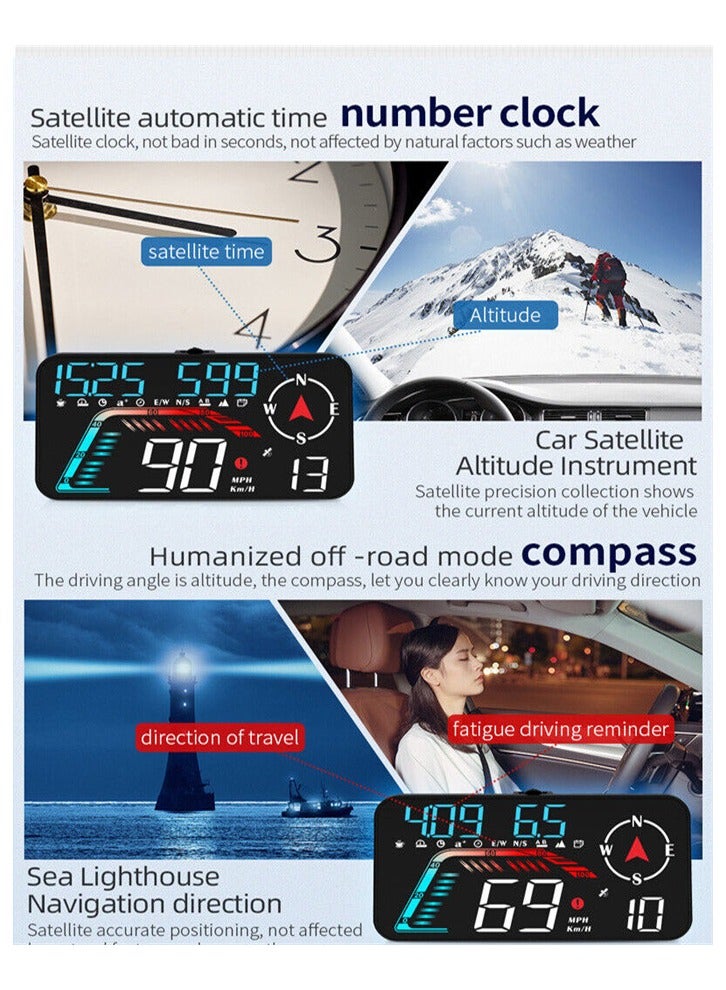 5.5in Digital GPS Car Head Up Display HUD Speedometer Overspeed Alarm with Holder - Image 4