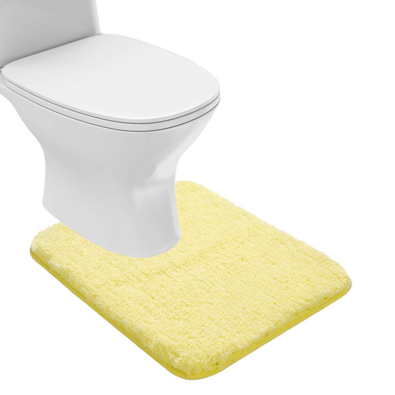 Suchtale Bathroom Contour Rug Non Slip Bath Mat Water Absorbent Soft Microfiber Shaggy Bathroom Mat Machine Washable Bath Rug for Bathroom Thick Plush U Shape Toilet Rug 20 x 24 Yellow