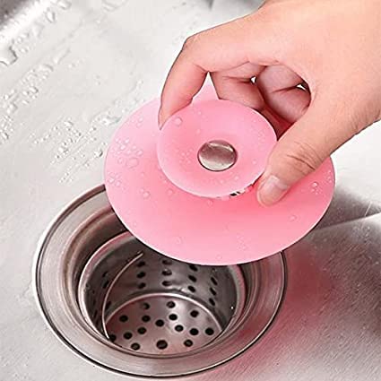 EsselkayCreative 2-in-1 Home Bathroom Kitchen Silicone Sewer Sink Bathtub Wash-Basin Sealer Cover Drainer Water Stopper with Hair Catcher - Image 2