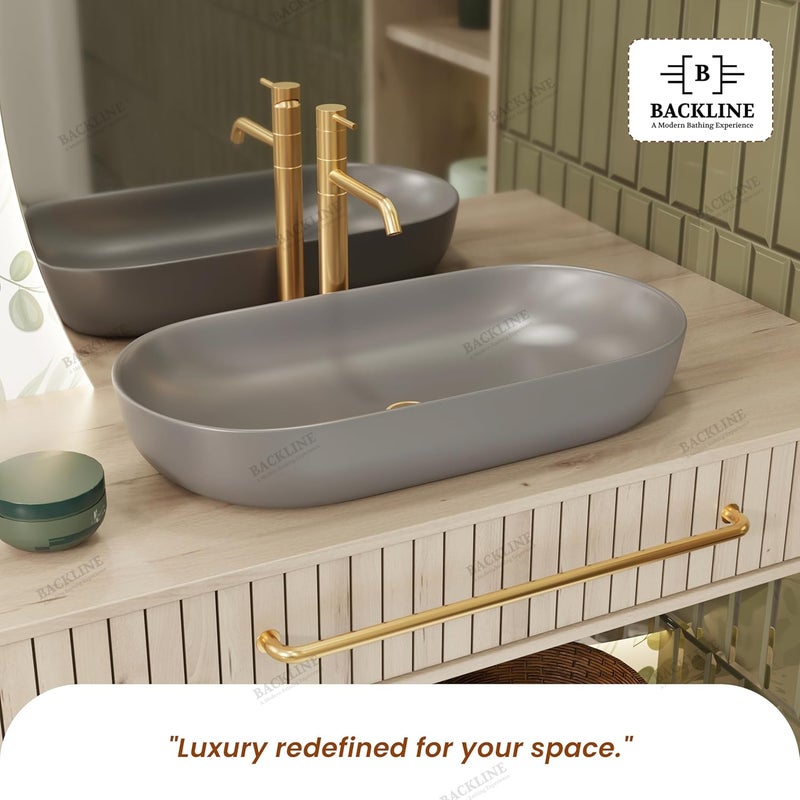B Backline Ceramic Table Top Wash Basin Counter Top Wash Basin For Bathroom Living Room 315 X 16 X 5 Inches Grey Matt - Image 4