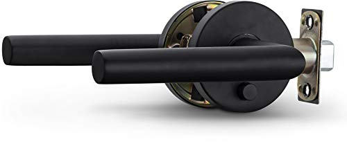 Berlin Modisch Privacy Lever Door Handle Sleek Round Easy to Open Locking Lever Set [for Bedroom or Bathroom] Reversible for Right & Left Sided Doors Heavy Duty - Iron Black Finish - Image 4