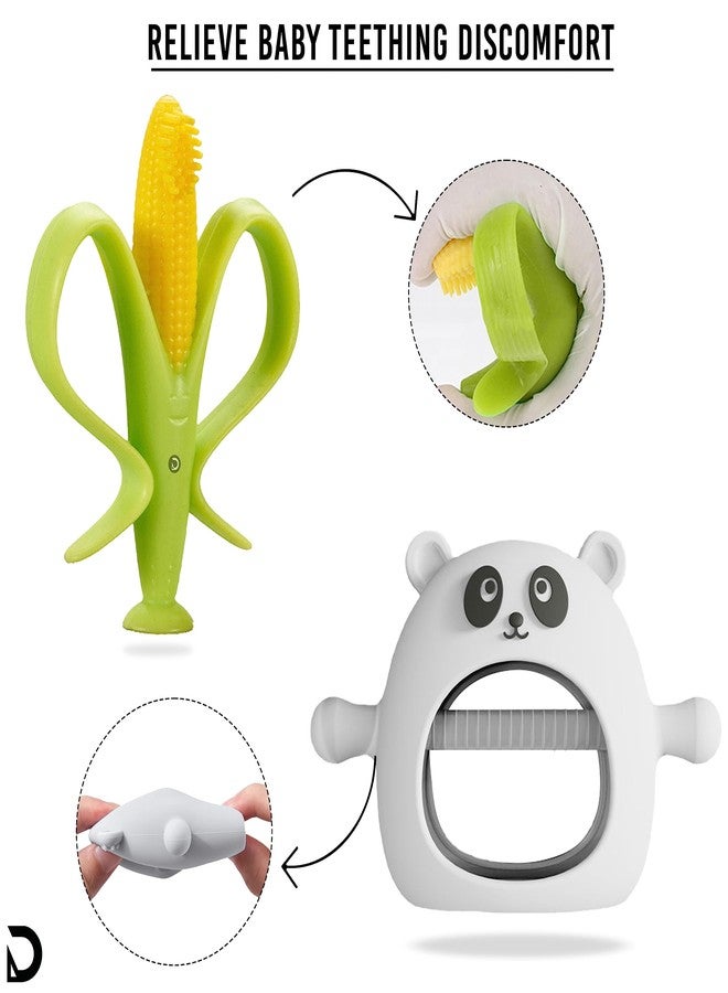 DaKos, Stylish Soother for New Born, teether and Soother for Baby, Baby Teething Mitten, BPA Free Chewing Mitten (Corn Shaped and White Panda Shaped Teether) - Image 3