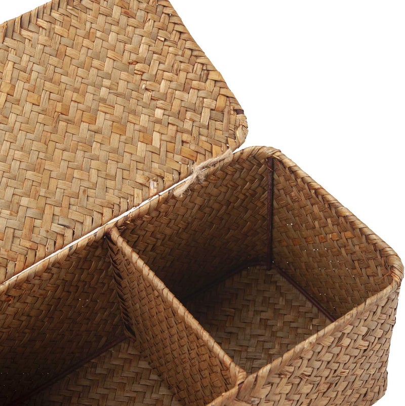 DOKOT Seagrass Woven Storage Basket with Lid - Image 4