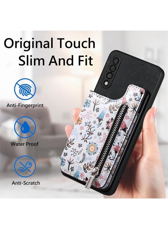 S-TOP Case For Samsung Galaxy A50 Retro Painted Zipper Wallet Back Phone Case - Image 5