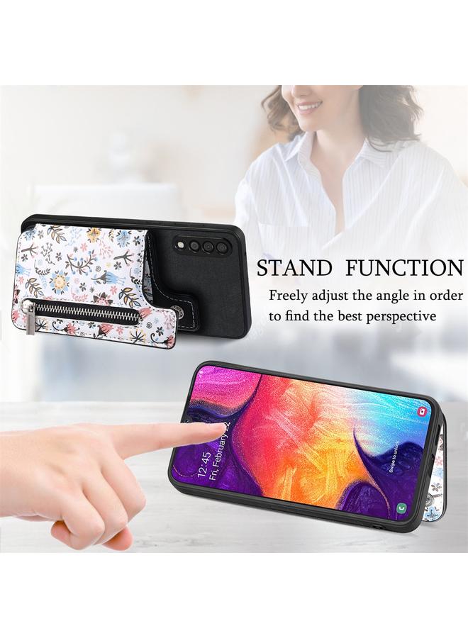 S-TOP Case For Samsung Galaxy A50 Retro Painted Zipper Wallet Back Phone Case - Image 4