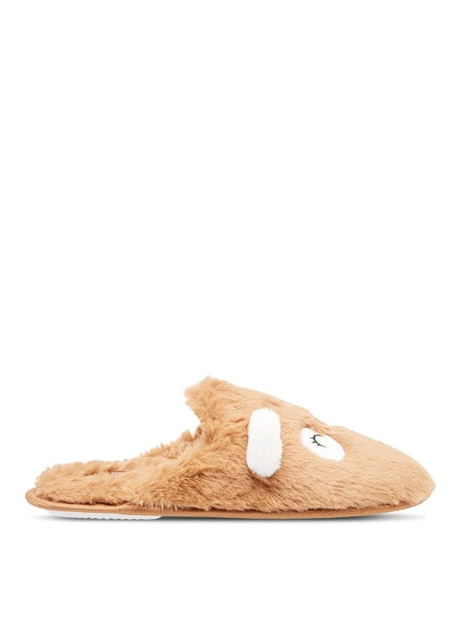 Le Confort Womens Panda Ear Applique Faux Fur Bedroom Mules  - Image 1
