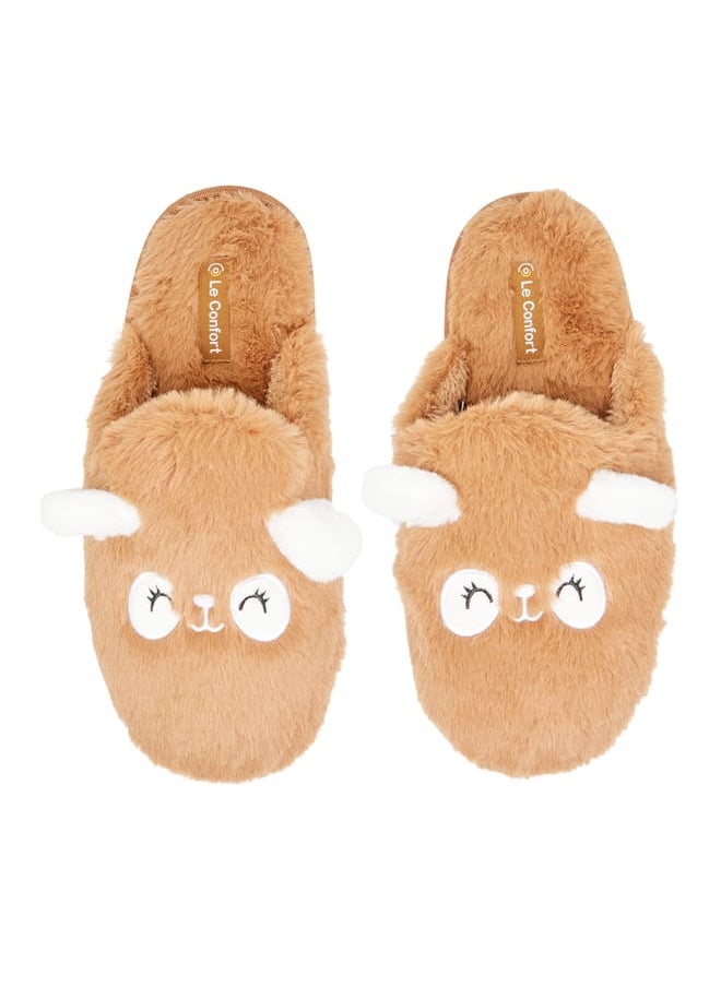 Le Confort Womens Panda Ear Applique Faux Fur Bedroom Mules  - Image 2