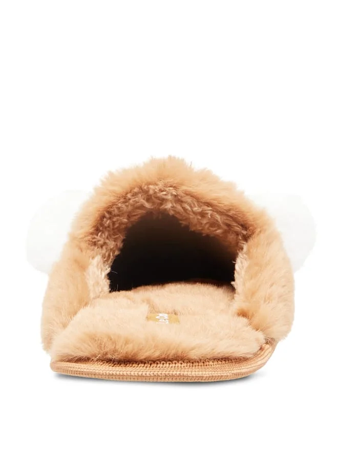 Le Confort Womens Panda Ear Applique Faux Fur Bedroom Mules