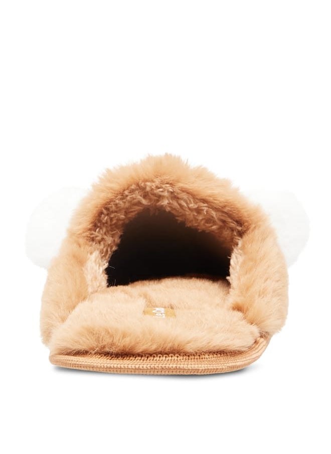 Le Confort Womens Panda Ear Applique Faux Fur Bedroom Mules  - Image 4
