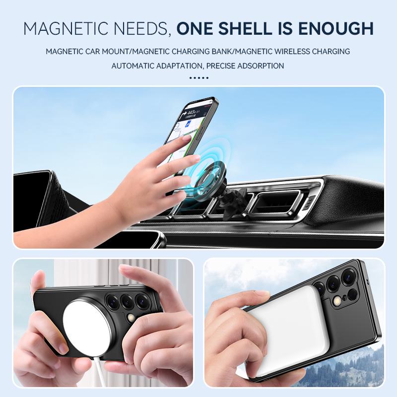 erorex For Samsung Galaxy S25 Ultra 5G Spaceship MagSafe Folding Holder Phone Case(Silver White) - Image 5