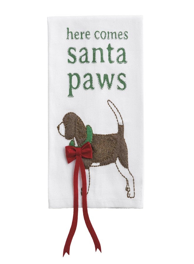 Mud Pie Christmas Santa Paws Dog Dangle Towel