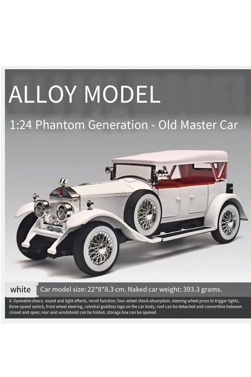 1:24 Scale Phantom I Vintage Car Alloy Model Collectible Decorative Item with Sound and Light Function and Backspin Feature - A Gift for Boys - Image 2