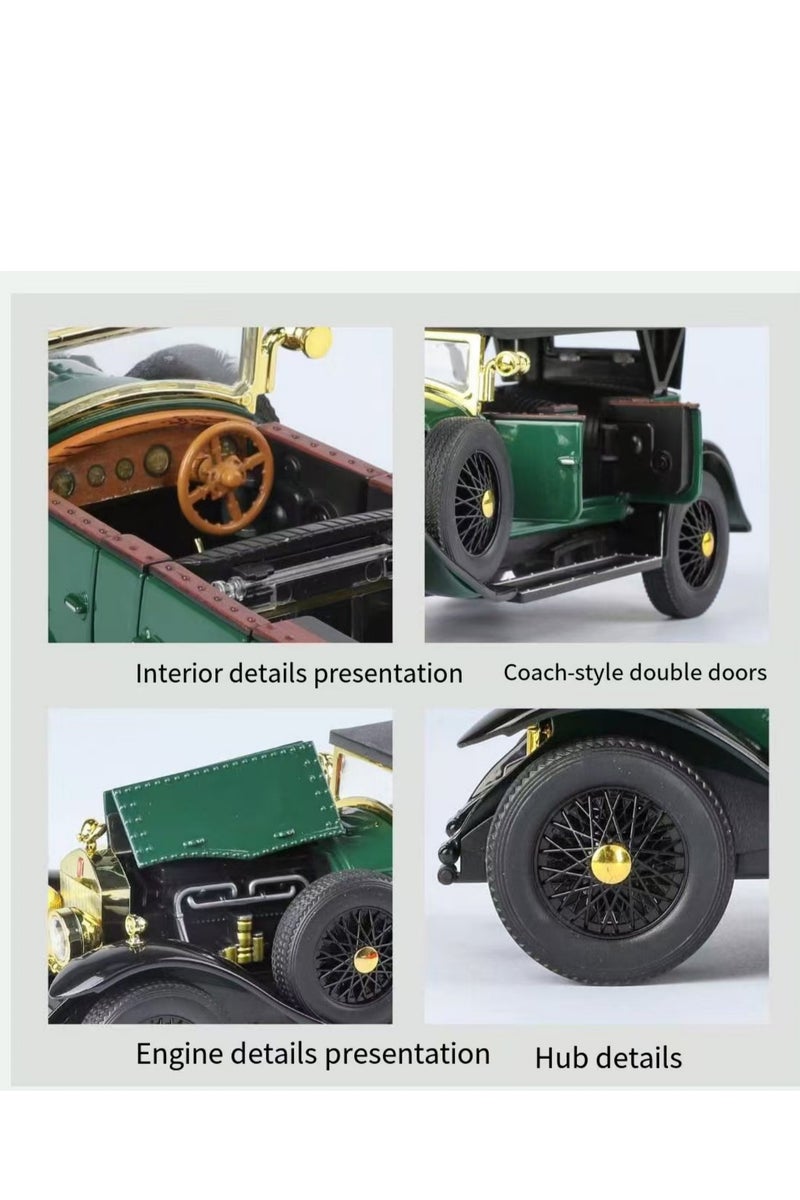 1:24 Scale Phantom I Vintage Car Alloy Model Collectible Decorative Item with Sound and Light Function and Backspin Feature - A Gift for Boys - Image 4