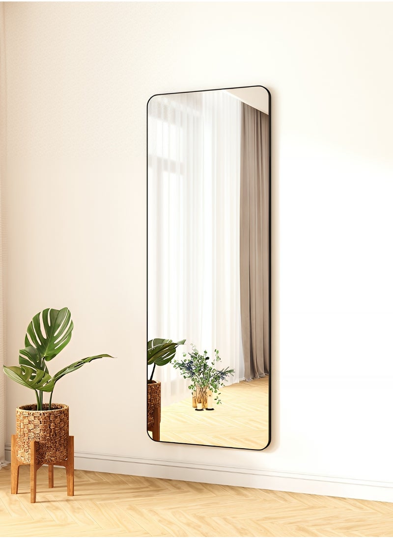 Taimi Full Length Mirror with Aluminum Frame, Long Wall Mirror for Living Room, Dressing Room, Bathroom, Hallway, Black - 120x30cm  - Image 4