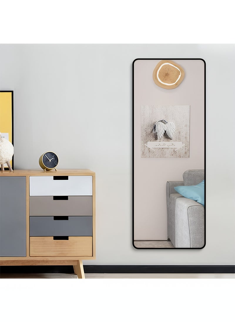 Taimi Full Length Mirror with Aluminum Frame, Long Wall Mirror for Living Room, Dressing Room, Bathroom, Hallway, Black - 120x30cm  - Image 2