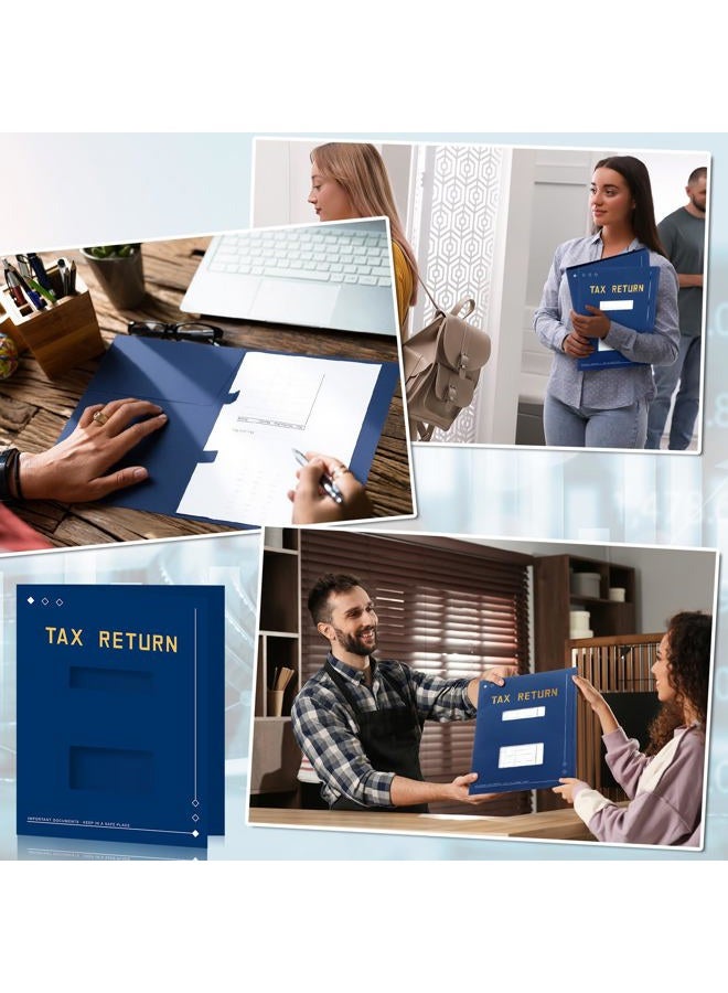 Mooliwe 100 Pcs Blue Tax Return Folders Bulk 9 x 11.25 Inches Income Tax Organizer with Side Staples Paper File Pocket Document Folders for Accountants Business Office Supply - Image 5