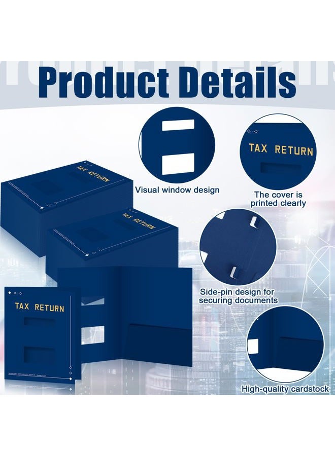 Mooliwe 100 Pcs Blue Tax Return Folders Bulk 9 x 11.25 Inches Income Tax Organizer with Side Staples Paper File Pocket Document Folders for Accountants Business Office Supply - Image 2