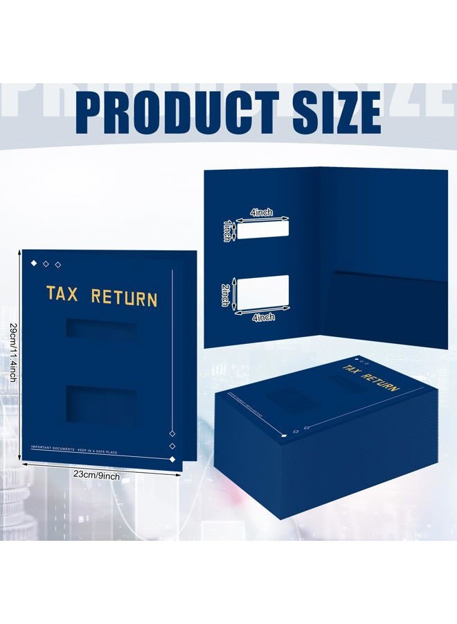 Mooliwe 100 Pcs Blue Tax Return Folders Bulk 9 x 11.25 Inches Income Tax Organizer with Side Staples Paper File Pocket Document Folders for Accountants Business Office Supply - Image 3