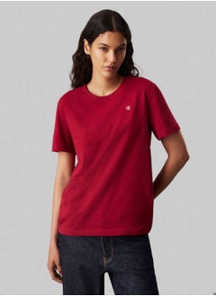 Calvin Klein Jeans Women's  Cotton Badge  T-Shirt, Red - Cotton  - Image 1