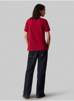 Calvin Klein Jeans Women's  Cotton Badge  T-Shirt, Red - Cotton  - Image 3